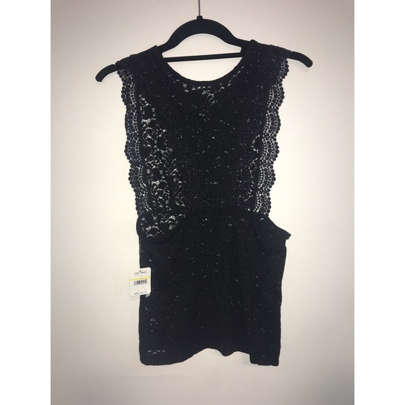 Free people black lace tank top. - Picture 2 of 5